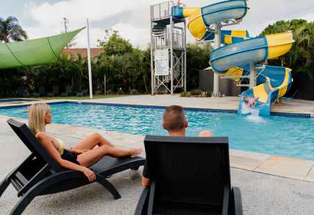 Heated pools, 35 metre water slide and a toddler pool